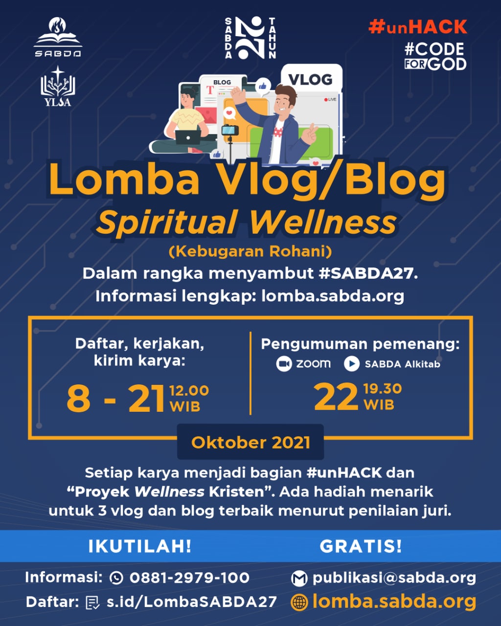 Lomba Vlog/Blog untuk Memeriahkan HUT #SABDA27